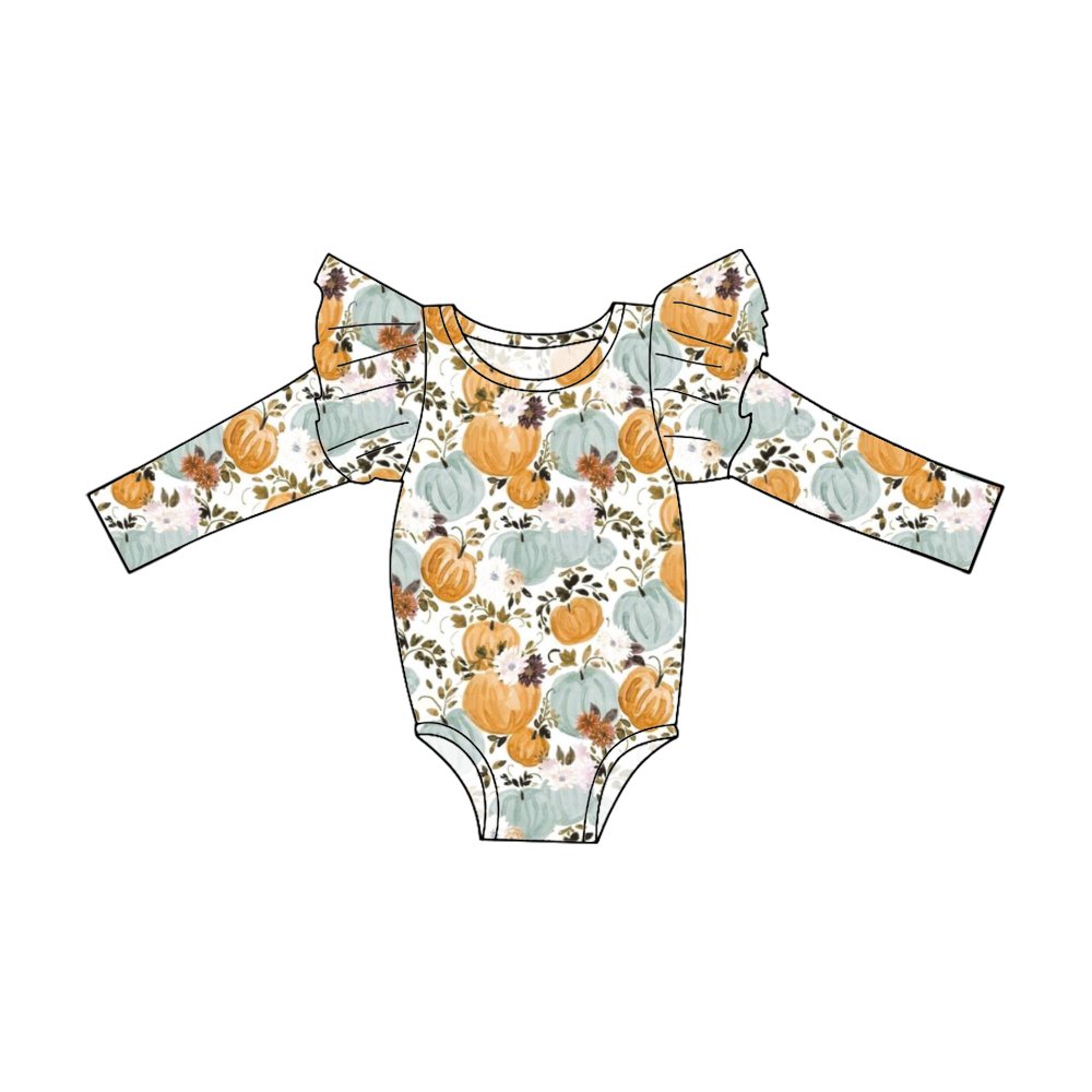 Qingli OEM Hot Sale Baby Long Sleeve Halloween Printed Milk Silk Baby Romper With Snap