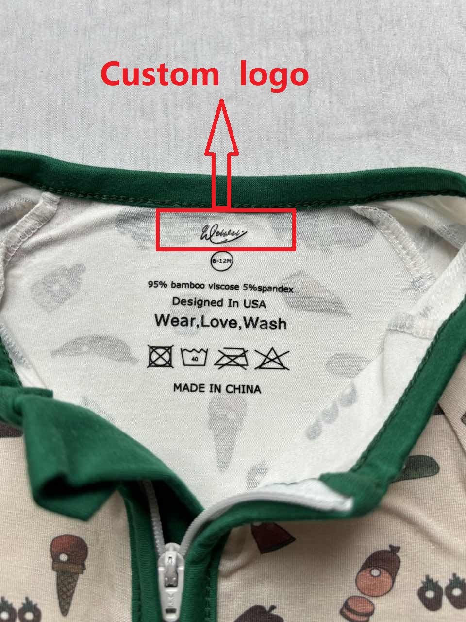 Wholesale 95% Bamboo+5%spandex Pajamas Toddler Clothing Custom Printed Logo Girls Dresses Newborn Zipper Bamboo Romper