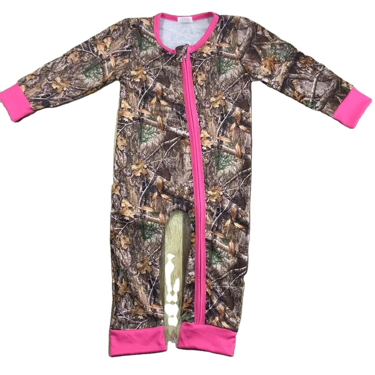 RTS kids wear western cow head cactus zipper long-sleeved blue romper newborn kids clothing baby romper