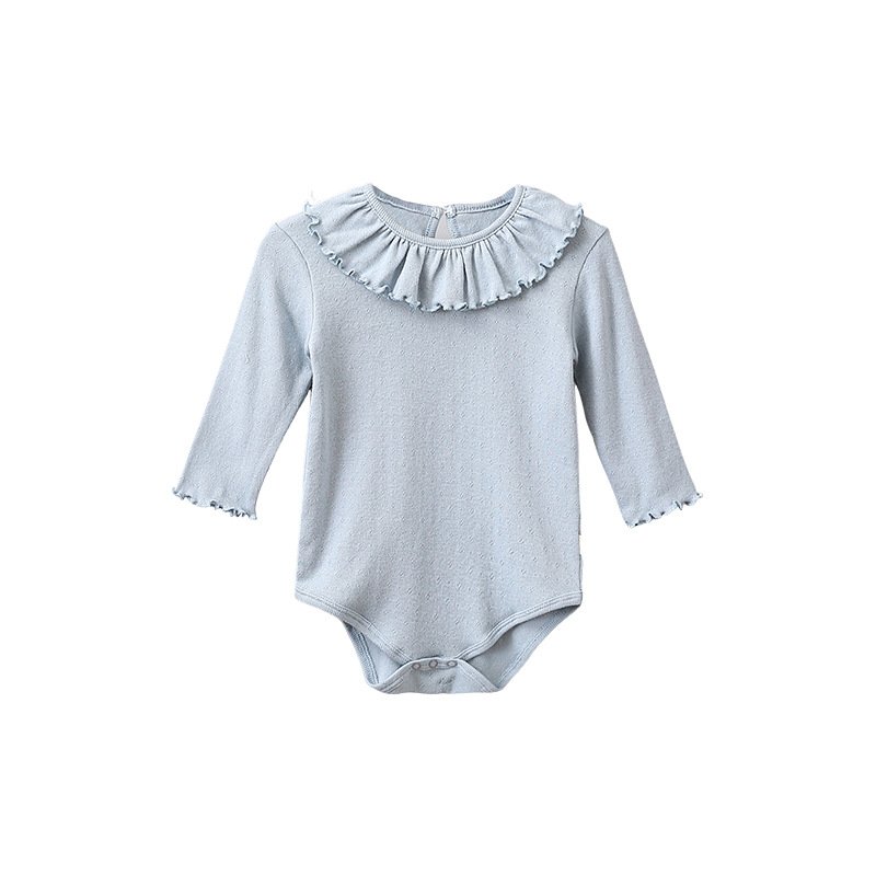 Ins Baby Korean Ruffled Collar Rompers Girls Cotton Edge Base Tops Button Closure ODM Summer Prints 3-18 Months baby clothes
