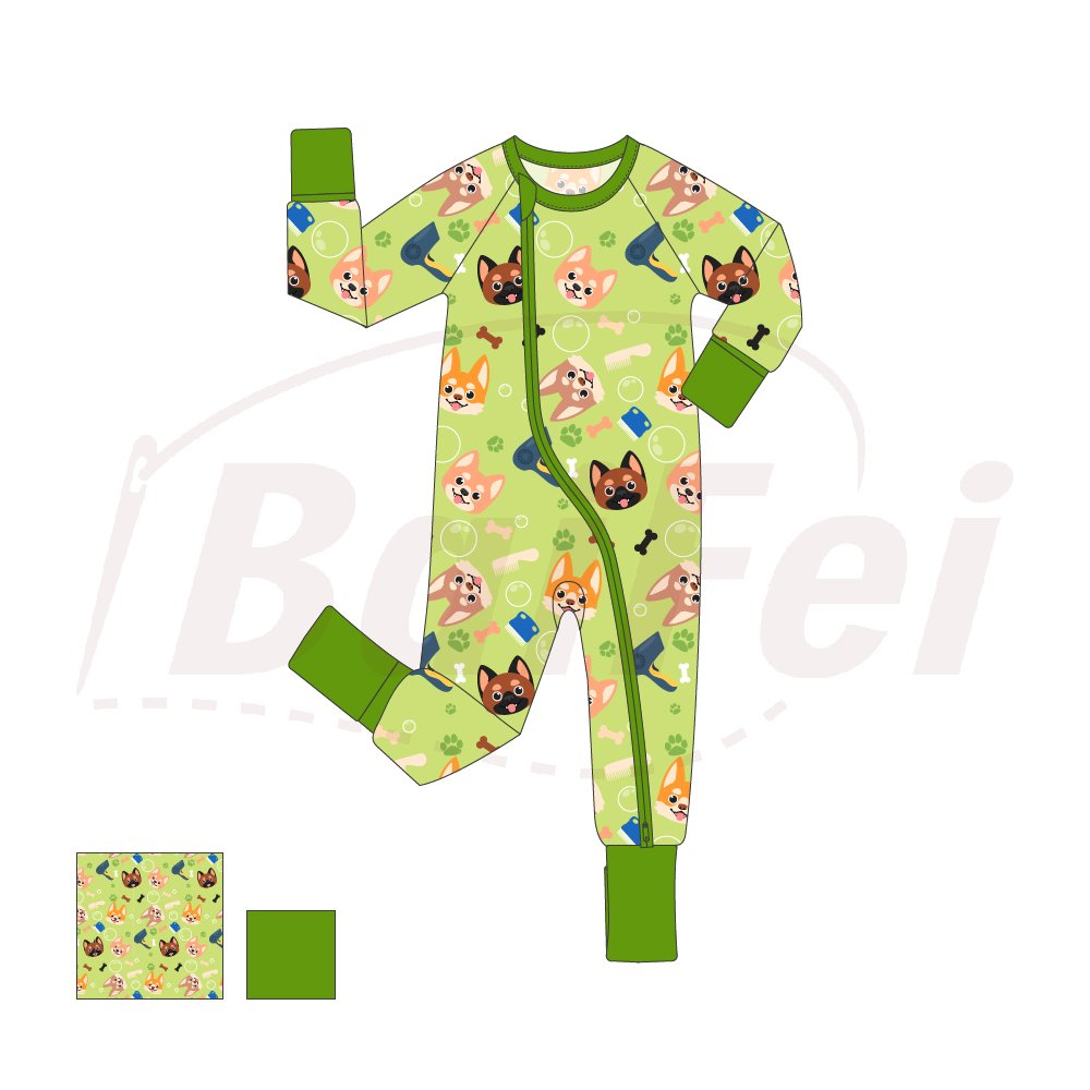 Wholesale Custom bamboo Cute Newborn Baby Girls high quality pajamas Romper zippies baby Clothes Set