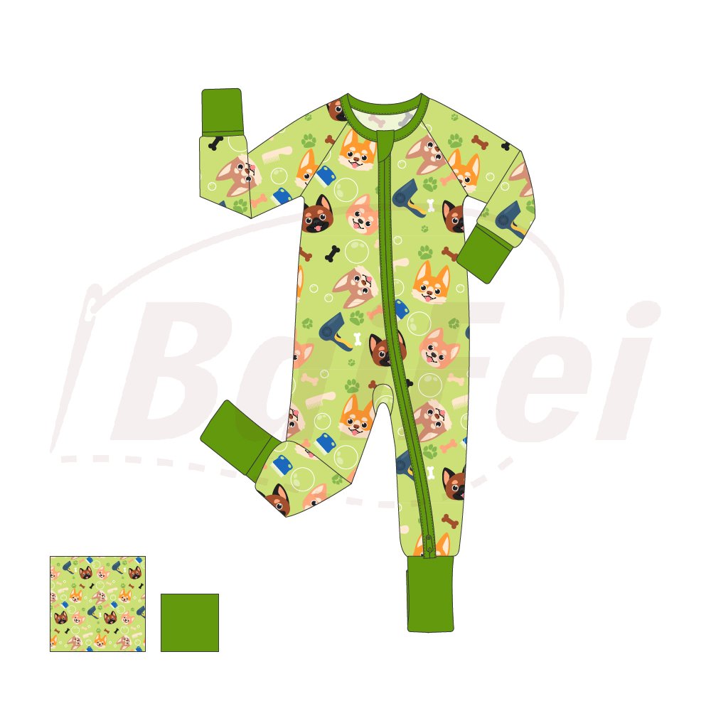 Wholesale Custom bamboo Cute Newborn Baby Girls high quality pajamas Romper zippies baby Clothes Set