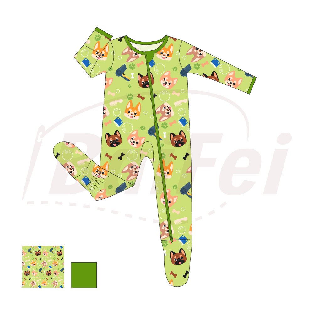 Wholesale Custom bamboo Cute Newborn Baby Girls high quality pajamas Romper zippies baby Clothes Set