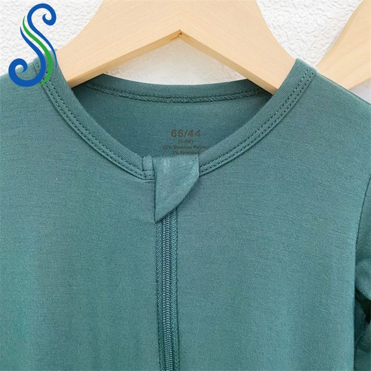 Custom Solid Bamboo Spandex Zipper Baby Romper Footie Pajamas Newborn Baby clothes