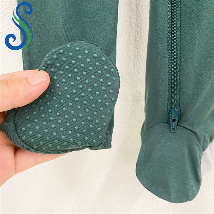 Custom Solid Bamboo Spandex Zipper Baby Romper Footie Pajamas Newborn Baby clothes