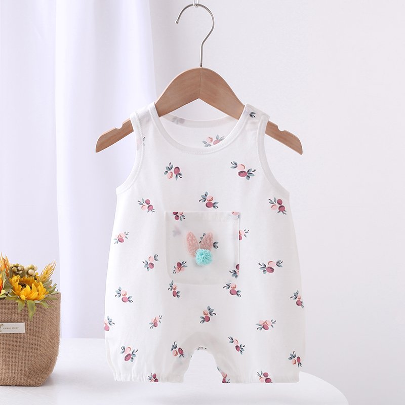 Summer New Baby Jumpsuit Sleeveless Newborn Romper for Boys Girls Thin One-Piece Crawling Clothes with Cartoon Boneless Design