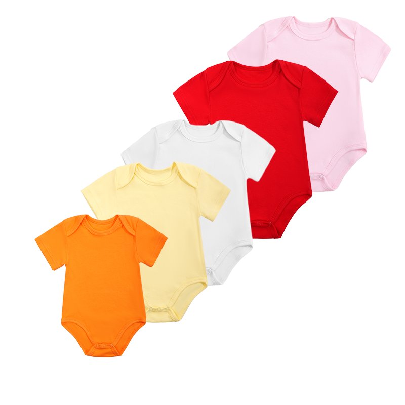 Factory Price White Plain 100% Cotton short Sleeve Newborn Baby Romper Breathable Rompers Bodysuit Jumpsuit for baby