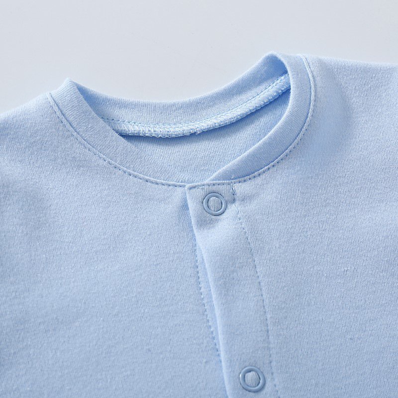 Wholesale Oem Long Sleeve Solid Color Long Jumpsuit Baby Waffle Organic Cotton White Baby Rompers Boy With Button