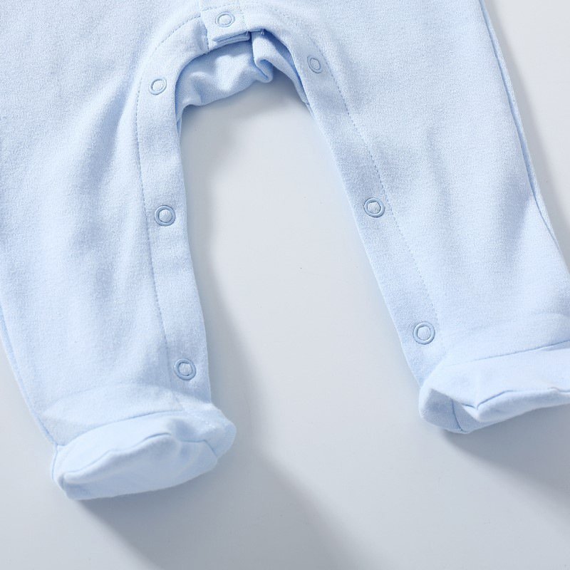 Wholesale Oem Long Sleeve Solid Color Long Jumpsuit Baby Waffle Organic Cotton White Baby Rompers Boy With Button