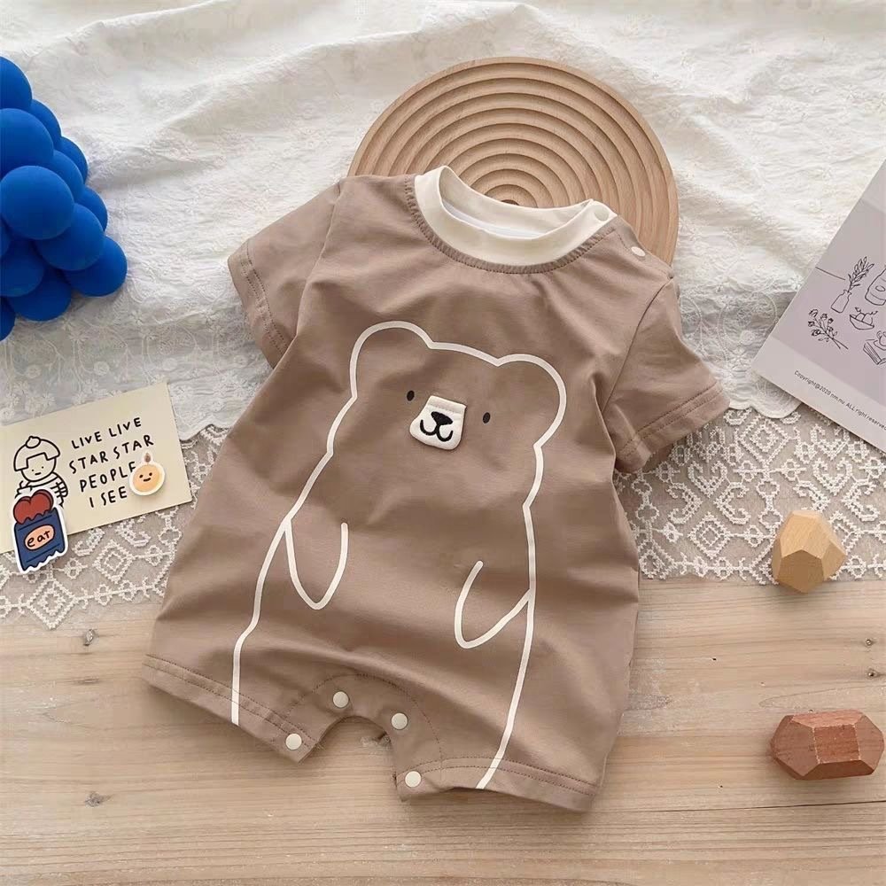 XR Unisex Baby Rompers Baby Infant Short Sleeves Print Bear Boys Girls Bodysuit