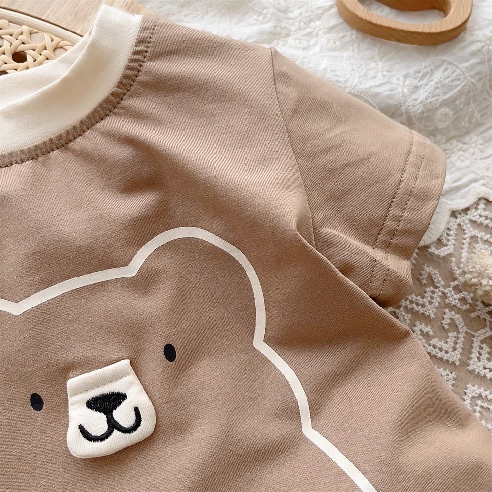 XR Unisex Baby Rompers Baby Infant Short Sleeves Print Bear Boys Girls Bodysuit