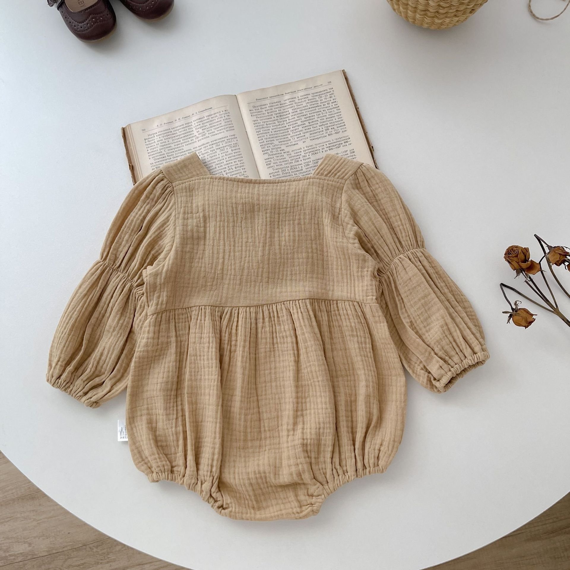 Baby Long Sleeve Rompers 100% Cotton Thick Thinner Plain Baby Girls Solid Romper