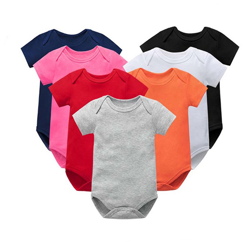Custom Baby Clothes 100% Cotton OEM short sleeve plain jumpsuit custom logo baby romper boy and girl baby onesie