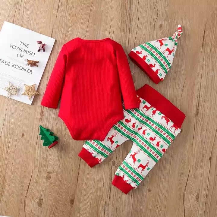 Winter clothes Christmas elk cartoon long sleeve cotton fabric baby rompers baby clothing