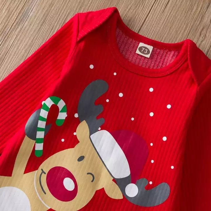 Winter clothes Christmas elk cartoon long sleeve cotton fabric baby rompers baby clothing