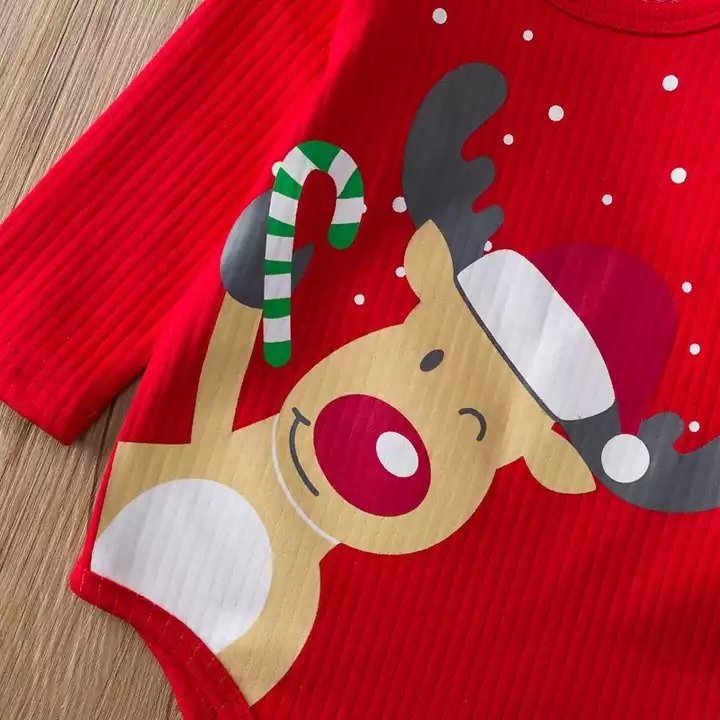Winter clothes Christmas elk cartoon long sleeve cotton fabric baby rompers baby clothing