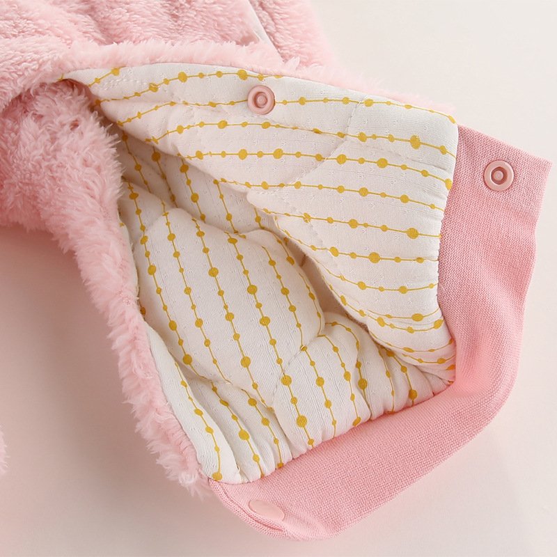 3-24m Simple Unisex Newborn Babies Clothes Hooded Button Baby Rompers Wholesale Cute Rabbit Baby Girls Winter Pajamas