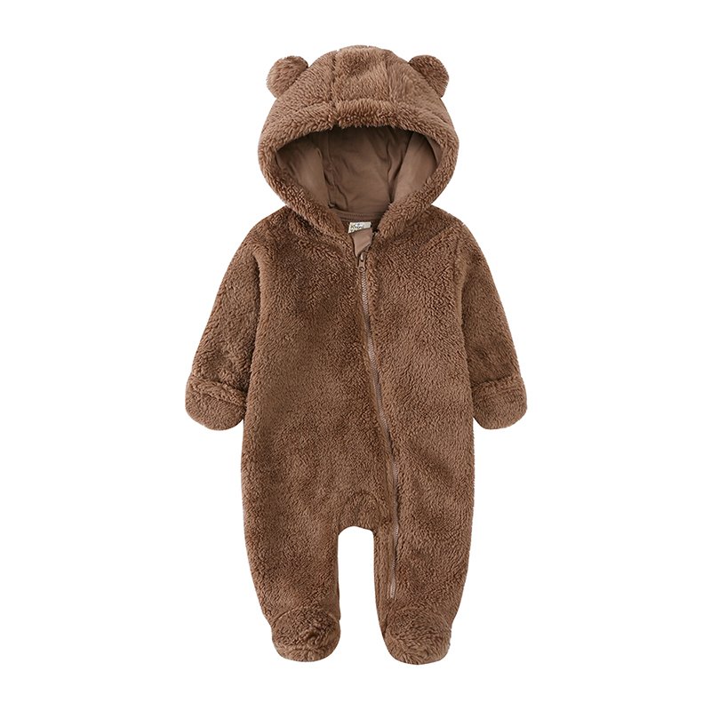 wholesale baby rompers infant clothes winter newborn baby boys girl zipper bodysuit bear romper
