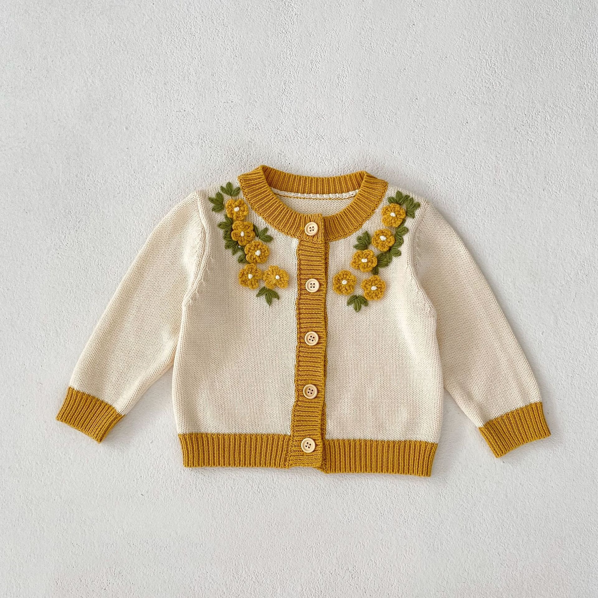Engepapa fall newborn knit romper infant crochet knit jacket baby knitted embroidered clothing set