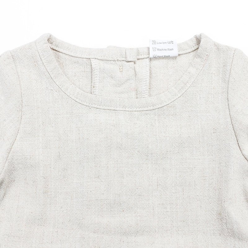 Wholesale Newborn Baby Clothes Linen Full Length Infant Jumpsuit Cotton Button Flare Sleeve Baby Rompers
