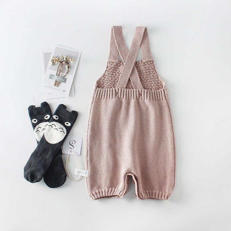 Hot sale cotton Unisex Jumpsuit Overalls Knitted Baby Romper with sleeveless