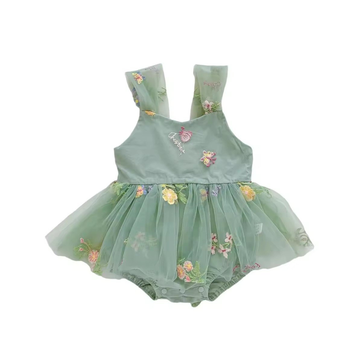 1 Pcs Custom Private Label Floral Embroidery Romper Spring Summer Newborn Infant Toddler Girls Clothes Baby Romper