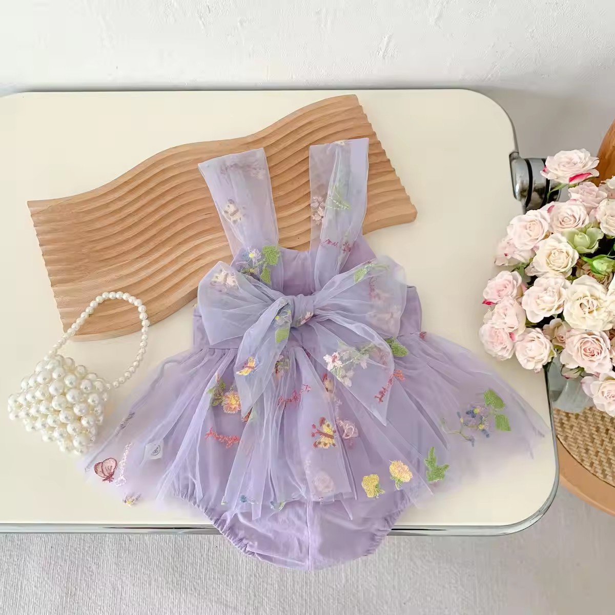 1 Pcs Custom Private Label Floral Embroidery Romper Spring Summer Newborn Infant Toddler Girls Clothes Baby Romper