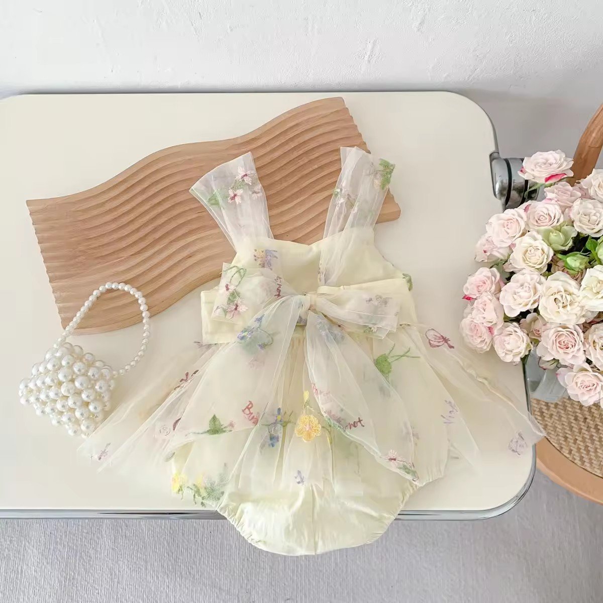 1 Pcs Custom Private Label Floral Embroidery Romper Spring Summer Newborn Infant Toddler Girls Clothes Baby Romper
