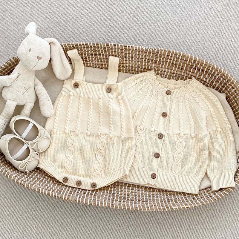 Newborn Baby Ruffles Cardigan With Romper Set Infant Toddler Girls Sweater Clothing Sets