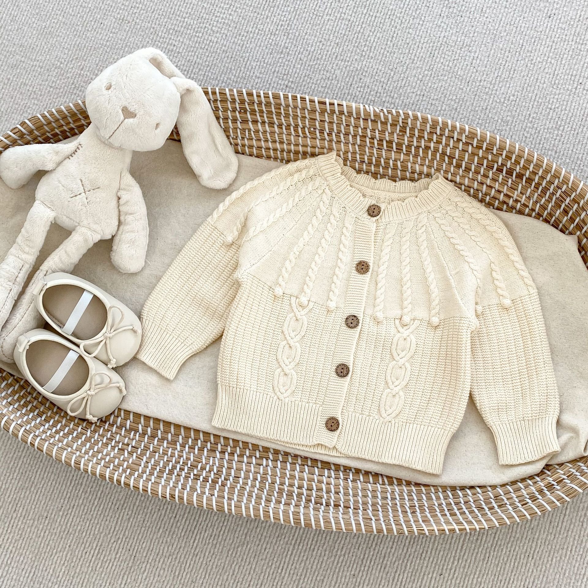 Newborn Baby Ruffles Cardigan With Romper Set Infant Toddler Girls Sweater Clothing Sets