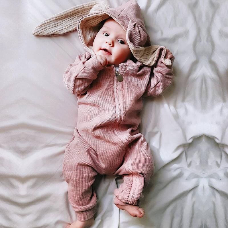 custom service Infant cotton Hooded Bunny Rabbit romper onesie baby clothes
