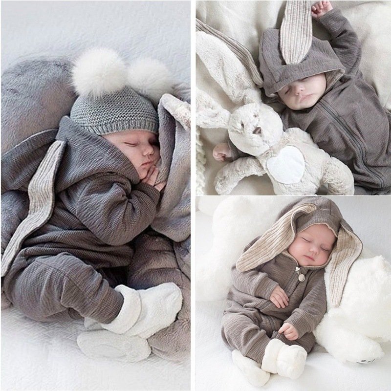 custom service Infant cotton Hooded Bunny Rabbit romper onesie baby clothes