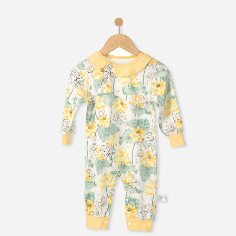 Custom Chinese style newborn onesie Romper high quality baby onesie Bodysuit floral vintage baby romper