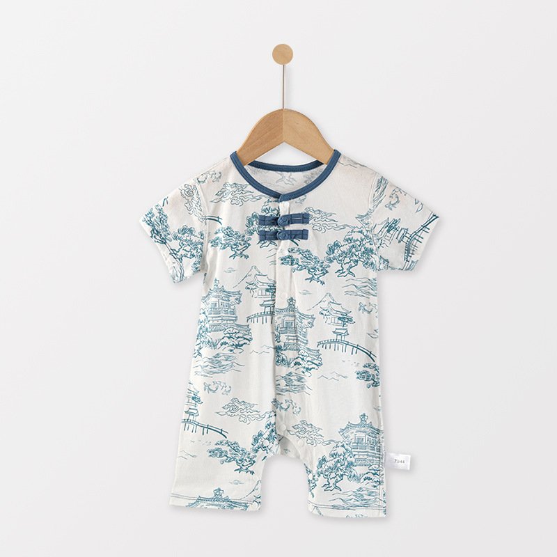 Custom Chinese style newborn onesie Romper high quality baby onesie Bodysuit floral vintage baby romper