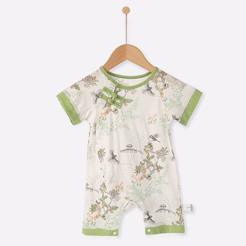 Custom Chinese style newborn onesie Romper high quality baby onesie Bodysuit floral vintage baby romper