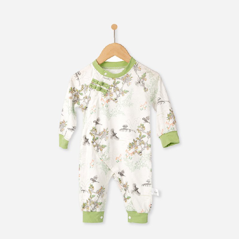 Custom Chinese style newborn onesie Romper high quality baby onesie Bodysuit floral vintage baby romper