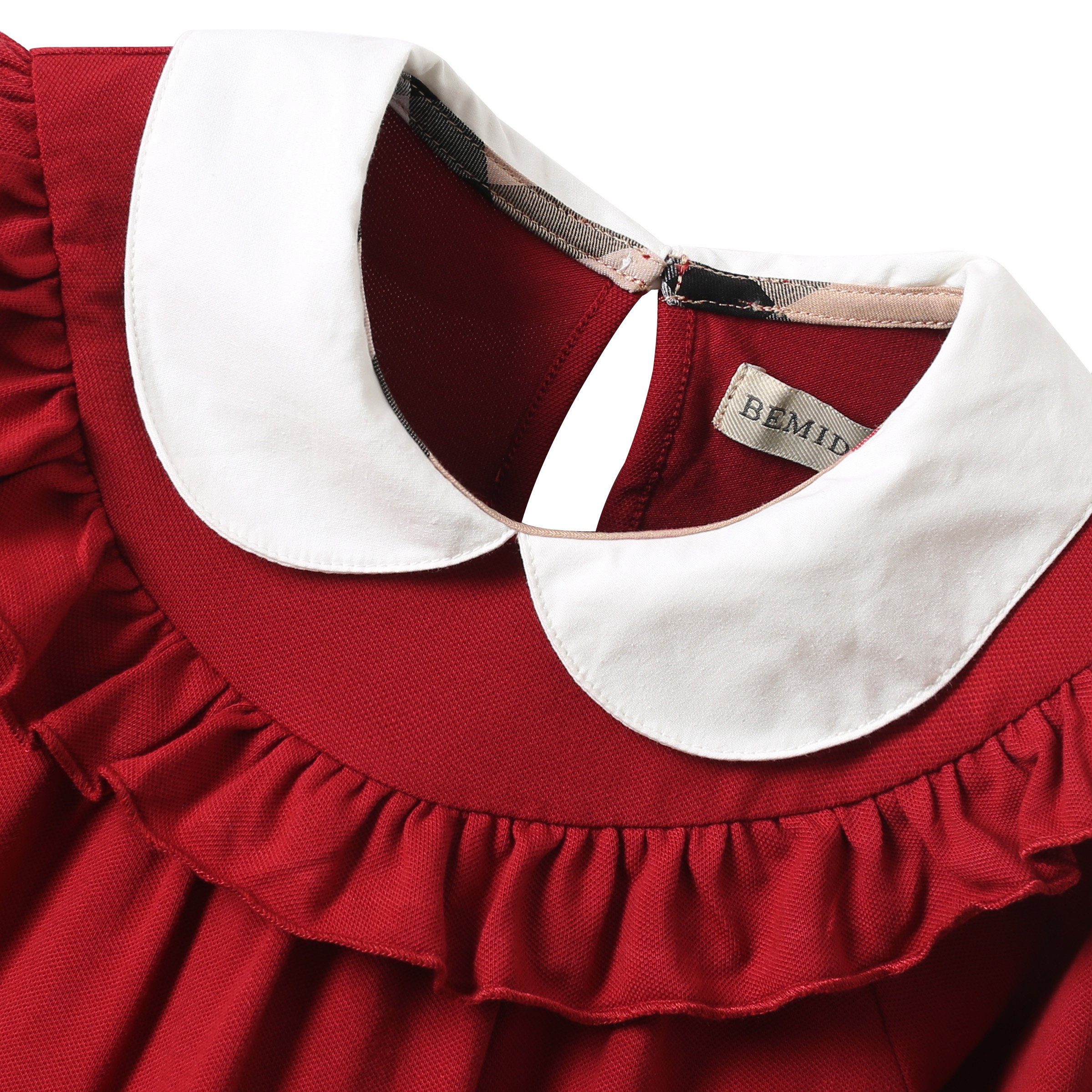 christmas dress baby Lace-trimmed Long Sleeve Baby Girl's Wine Red Dress Elegant A-line Skirt Cute and Sweet Princess Dress