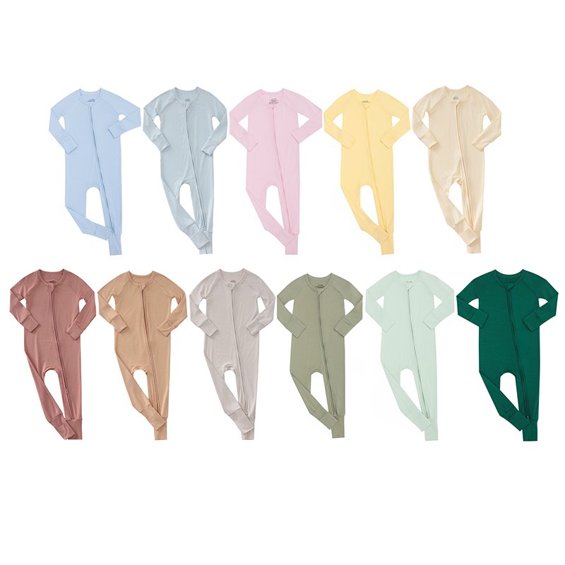 Manufacturer supplier wholesale Long Sleeves Bamboo Zipper Baby Pajamas Plain Solid bamboo sleeper Newborn Baby Clothes Clothing