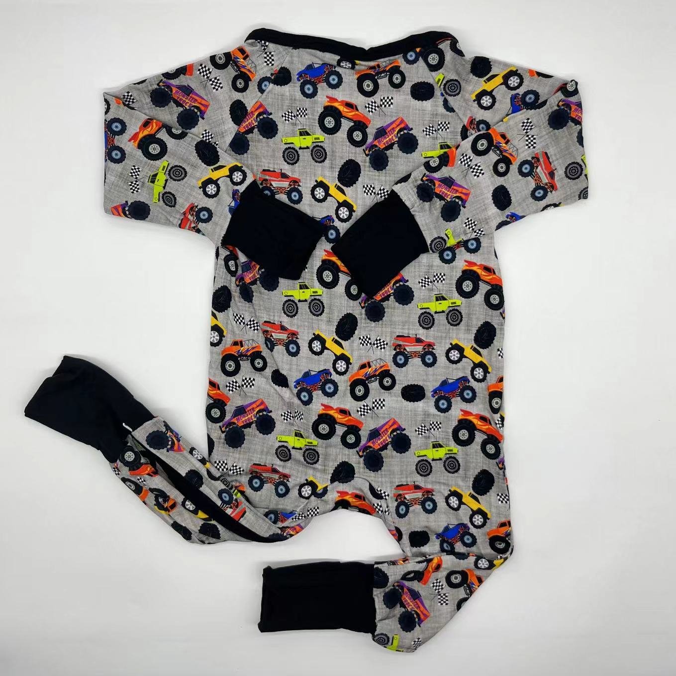 Delicate summer cartoon custom print bamboo spandex grip double zipper Girls kids clothing