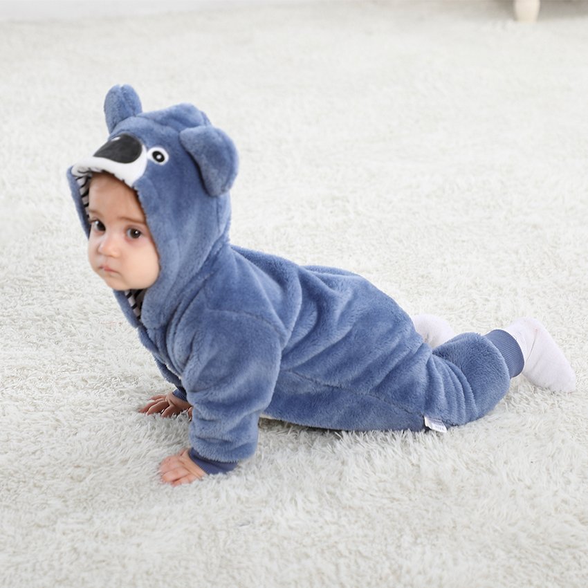 Blue Koala soft flannel cute baby animal costume kid halloween costume baby overalls baby romper