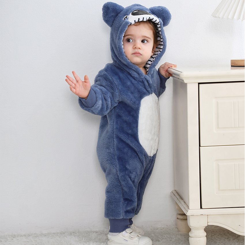 Blue Koala soft flannel cute baby animal costume kid halloween costume baby overalls baby romper