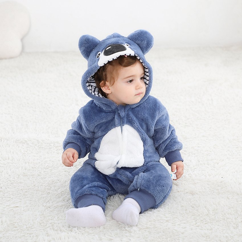 Blue Koala soft flannel cute baby animal costume kid halloween costume baby overalls baby romper