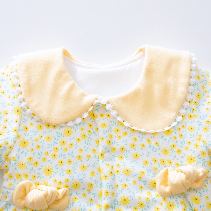 Wholesale 2024 Fall Baby Clothing Fashion Floral Lapel Long Sleeve Cotton Baby Rompers