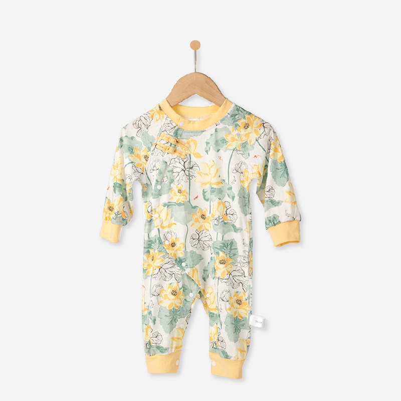 Chinese style floral vintage baby romper high quality cotton newborn onesie Romper