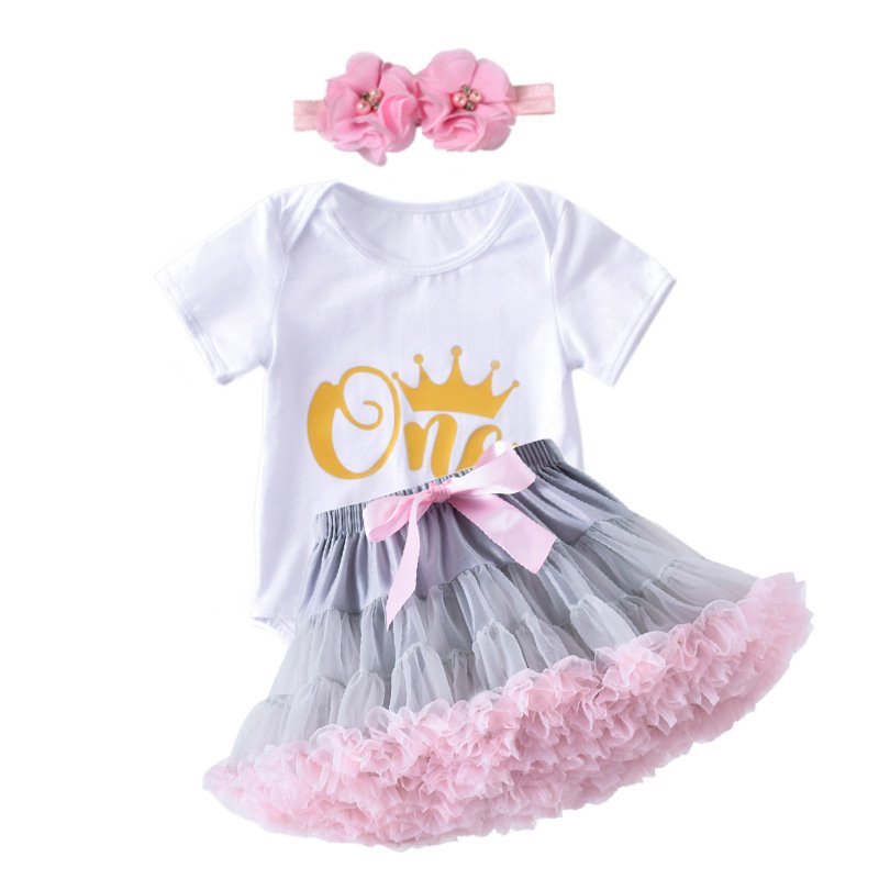 Summer newborn shortsleeve white printed infants baby cotton rompers
