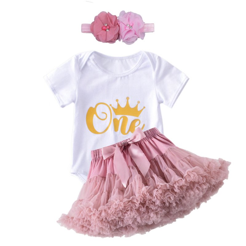 Summer newborn shortsleeve white printed infants baby cotton rompers