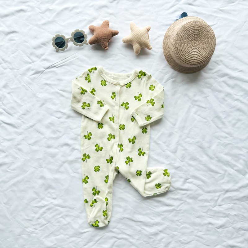 Hidden button infant Long Sleeve sleeper clothing footie pajamas frogsuits Baby Cute Bodysuit Clothing Baby Romper