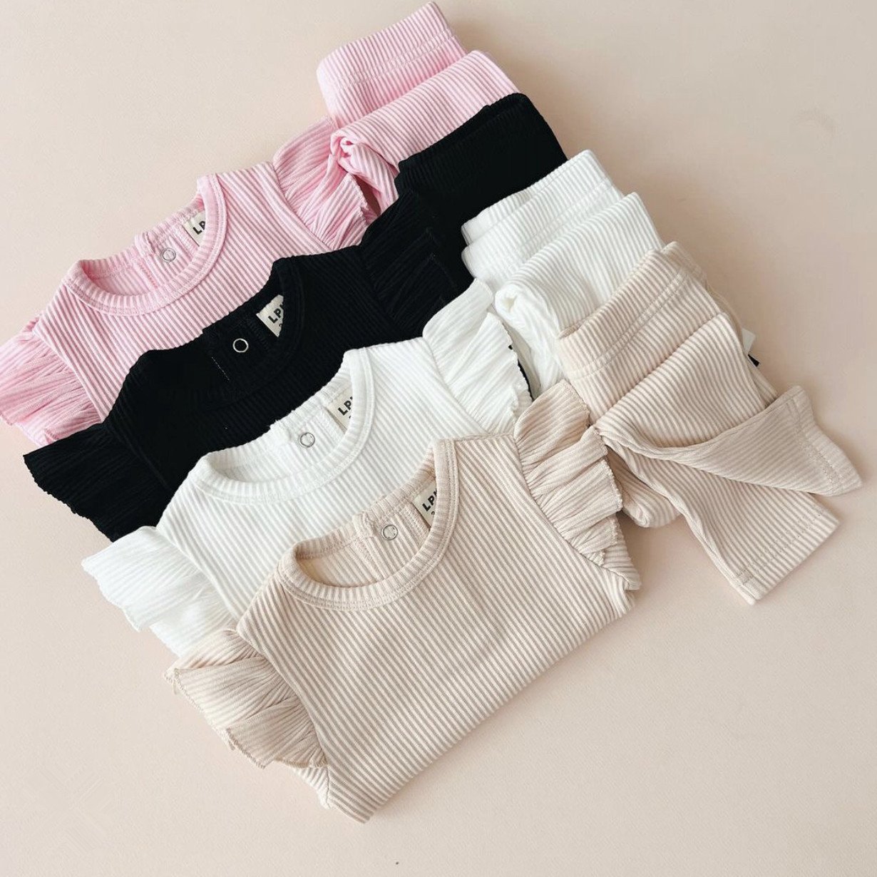 Custom OEM Newborn Infant Toddler Girls Romper Clothes Solid Color Flying sleeve Baby Romper with pants and headband set