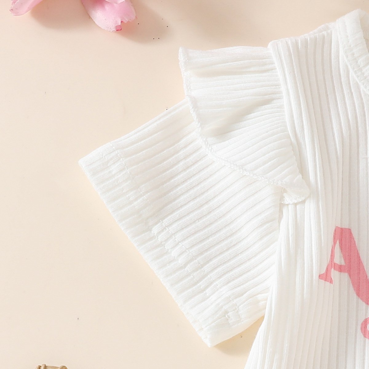 Children's clothing summer girls cute letter print romper + printed shorts 3-piece set in stock