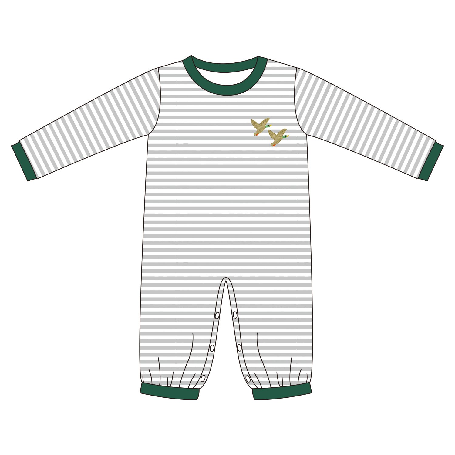 Boyis factory direct sales boutique frying duck embroidered baby rompers stripe knitted cotton baby girl's romper